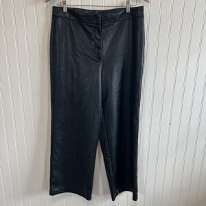 Bagatelle Collection Faux Leather Wide Leg Cropped Pants Size M Black NWOT